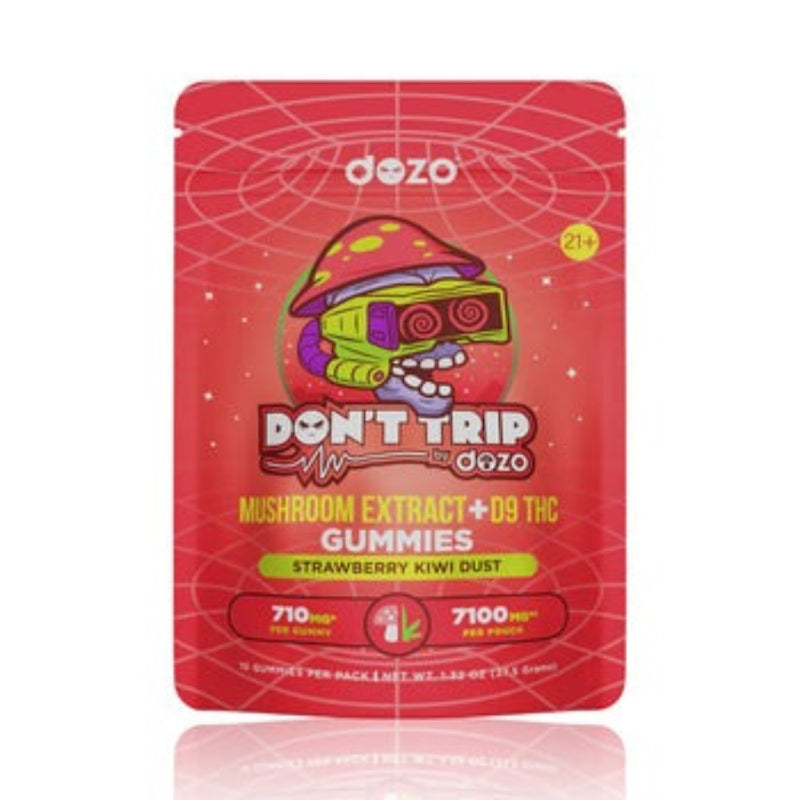 DOZO DON'T TRIP MUSHROOM + D9 7100MG GUMMIES 10CT/PACK - STRAWBERRY KIWI DUST