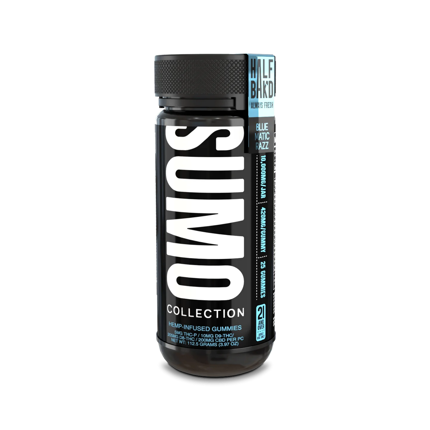 HALF BAK'D SUMO GUMMIES THCA/P/D9 2CT GUMMIES 30CT/BOX - BLUEMATIC RAZZ