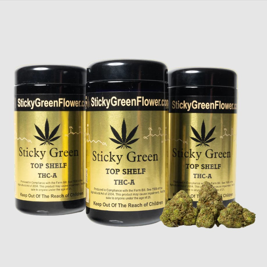 STICKY GREEN TOP SHELF THC-A 28GM FLOWER
