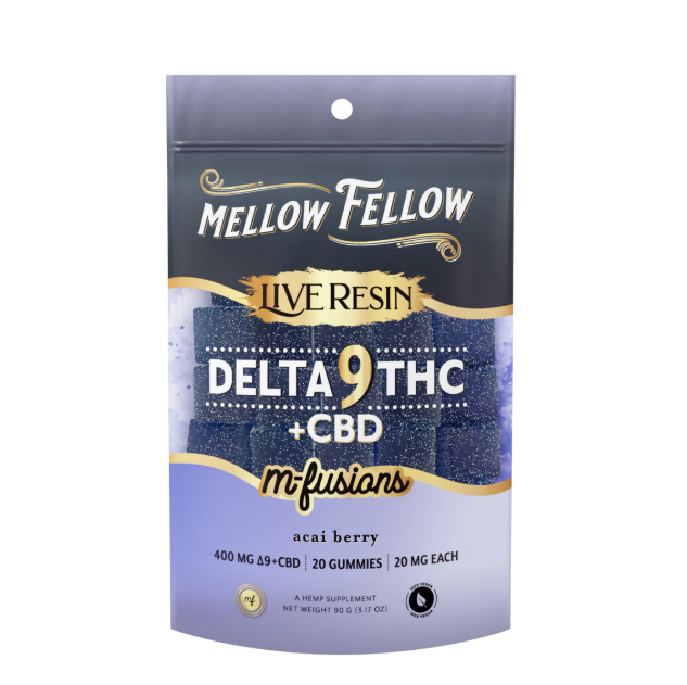 MELLOW FELLOW LIVE RESIN D9/CBD 400MG GUMMIES 20CT/PK