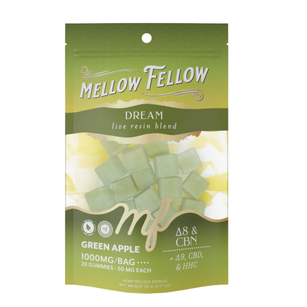 MELLOW FELLOW LIVE RESIN DREAM D9/HHC 1000MG GUMMIES 20CT/PK