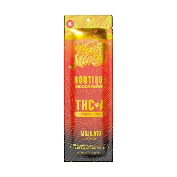 FLYING MONKEY BOUTIQUE THC-A 4GM 2PK PRE ROLL 10CT/BX HYBRID - 24K KOSHER X TANGIE