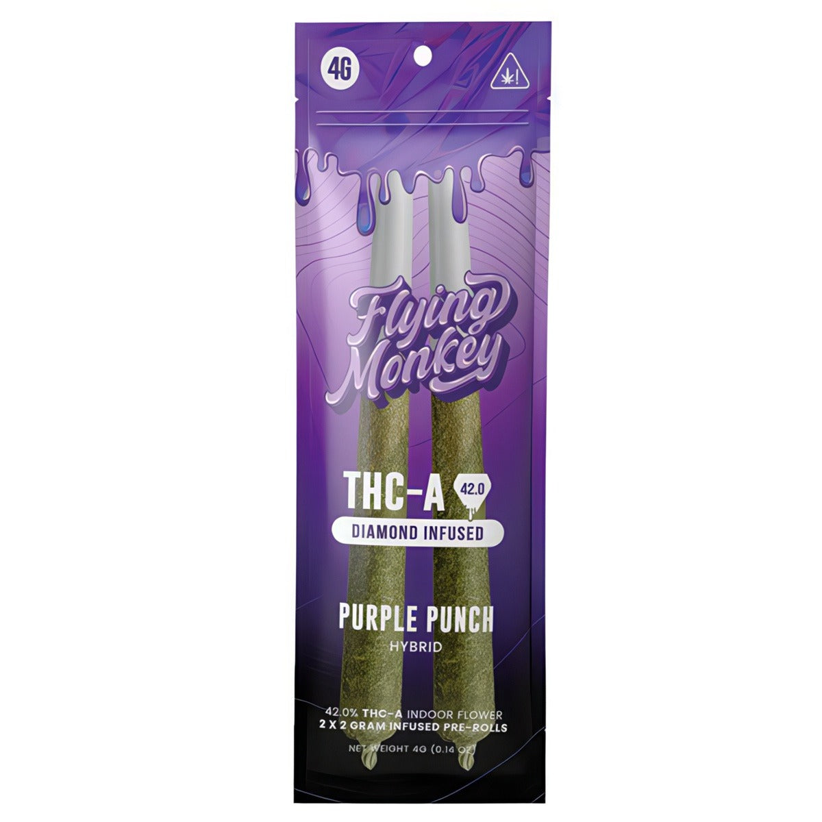 FLYING MONKEY DIAMOND INFUSED THC-A 4GM 2PK PRE ROLL 10CT/BX HYBRID - CHERRY ZLUSHIE