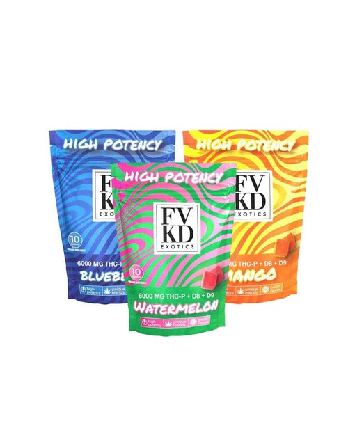 FVKD EXOTICS GUMMIES 600MG THC-P/D8/D9 10CT