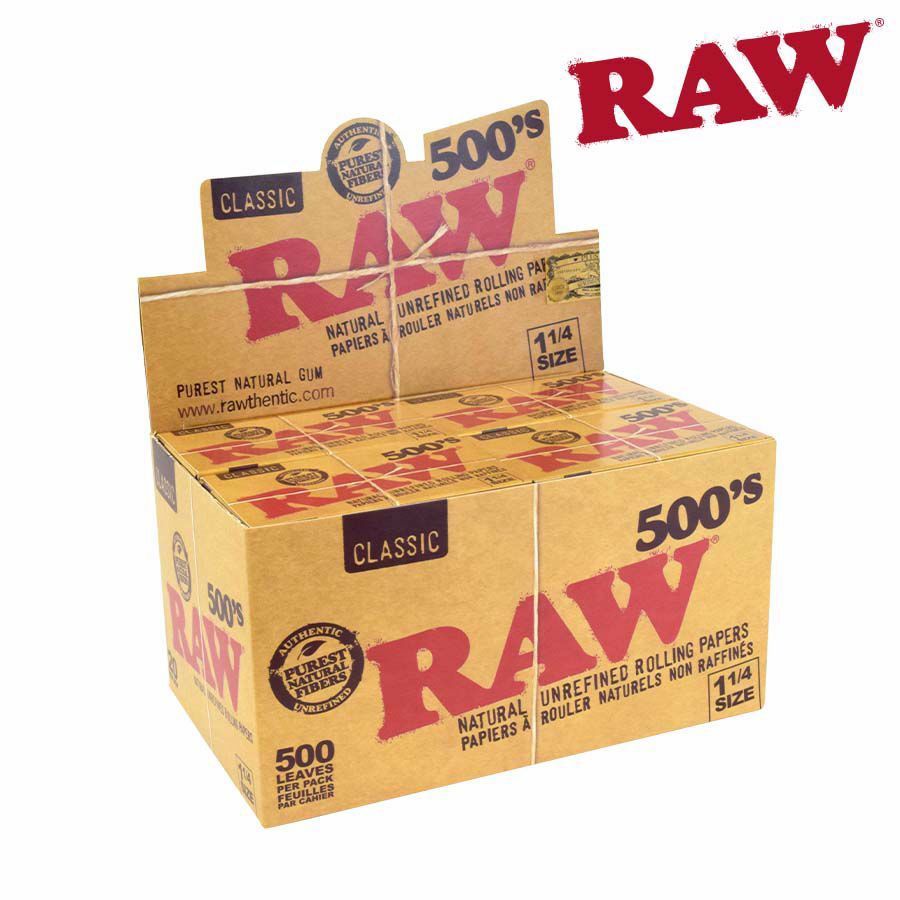 RAW CLASSIC PAPERS 1-1/4 SIZE 500'S - 500PK 20CT/BOX