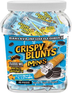 CRISPY BLUNTS MINIS 30MG THCA BAKLAVA INFUSED EDIBLES 40CT JAR -COOKIES AND CREAM