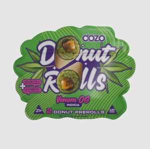 DOZO DONUT ROLLS THC-A 4.20GM PRE ROLL -2CT /5PKBX - VENOM OG