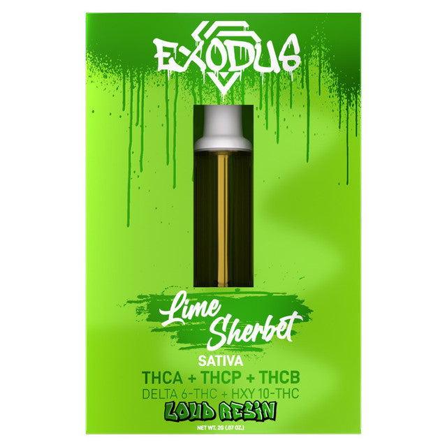 EXODUS ZOOTED ZERIES THCA+THCP+THCB LOUD RESIN 2GM 6CT/BX CART- LIME SHERBET