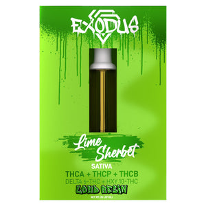 EXODUS ZOOTED ZERIES THCA+THCP+THCB LOUD RESIN 2GM 6CT/BX CART- LIME SHERBET