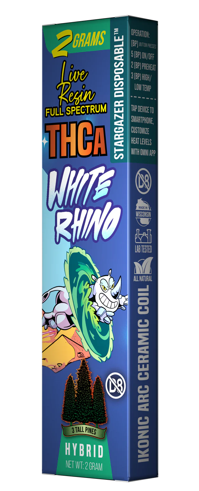 STICKY GREEN MAX THC - O DISPOSABLE VAPE PEN 2GRAM - WHITE RHINO