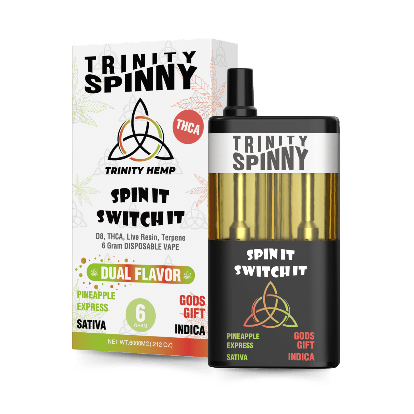 TRINITY SPINNY SWITCH IT D8/THCA/LR/TERP 6GM - PINEAPPLE EXPRESS/GODS GIFT