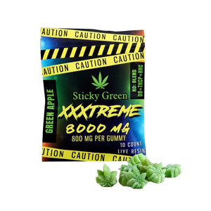 STICKY GREEN XXXTREME D8/THCP/HHC 800MG GUMMIES 10CT/PACK