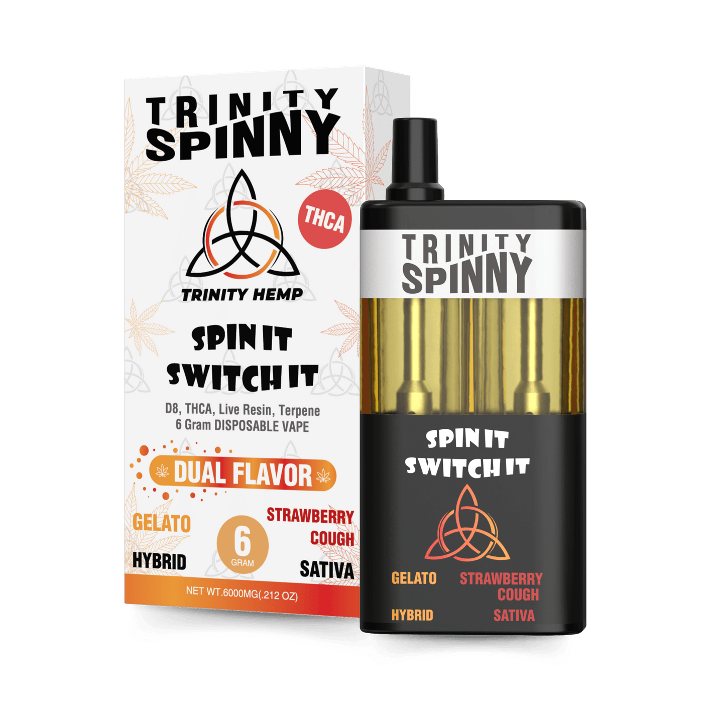 TRINITY SPINNY SWITCH IT D8/THCA/LR/TERP 6GM - GELATO/ STRAWBERRY COUGH