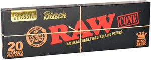 RAW BLACK CLASSIC KING SIZE PRE-ROLLED CONES 20PK 12CT/BOX