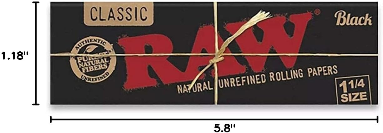 RAW CLASSIC 1 1/4" SIZE NATURAL ROLLING PAPER 24 PER BOX