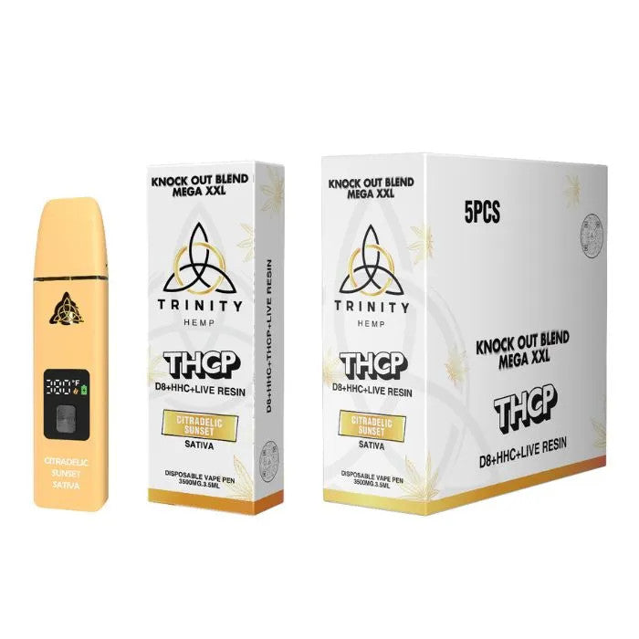 TRINITY KNOCK OUT XXL D8/HHC/THCP 3.5GM DISPOSABLE - CITRADELIC SUNSET