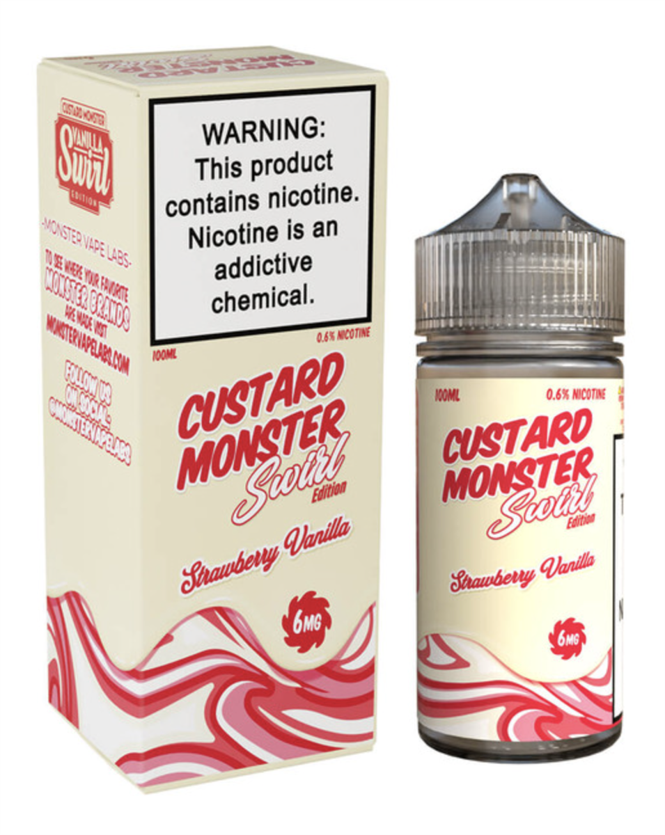 CUSTARD MONSTER SWIRL VAPE E-LIQUID 100ML - STRAWBERRY VANILLA