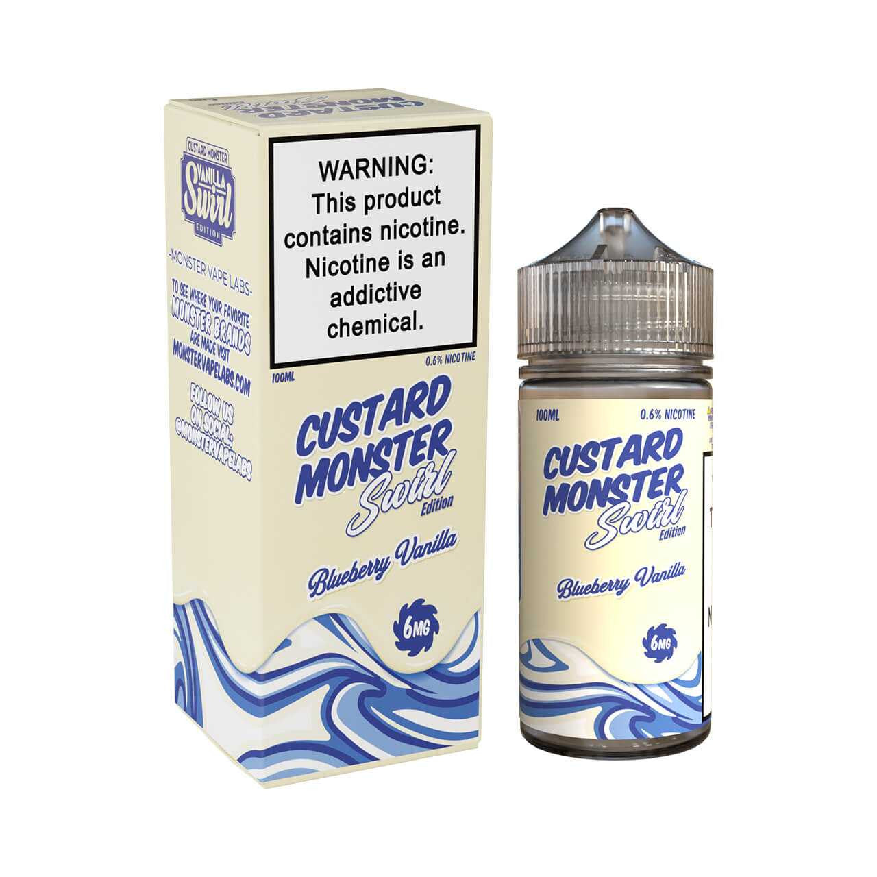 CUSTARD MONSTER SWIRL VAPE E-LIQUID 100ML - BLUEBERRY VANILLA