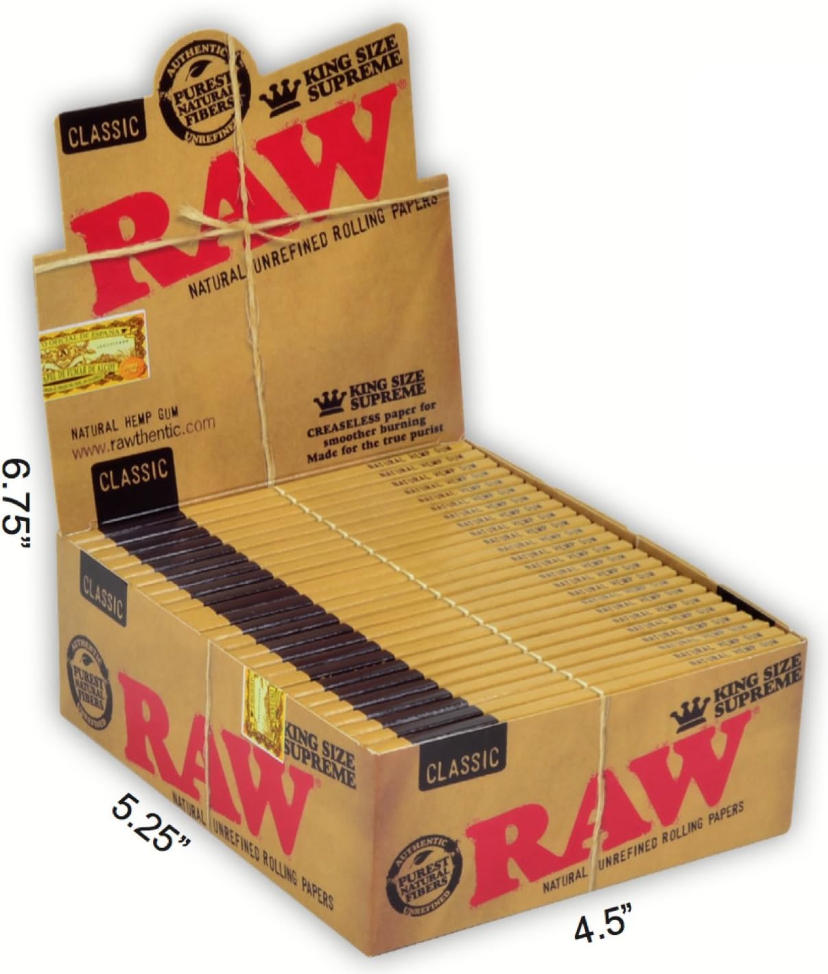 RAW CLASSIC KING SIZE SUPREME CREASELESS PAPERS 40PK 24CT/BOX