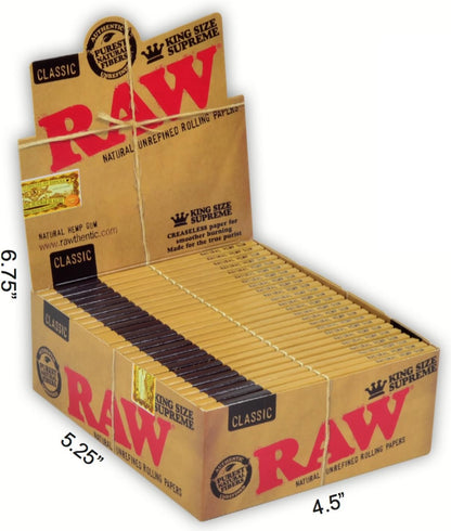 RAW CLASSIC KING SIZE SUPREME CREASELESS PAPERS 40PK 24CT/BOX