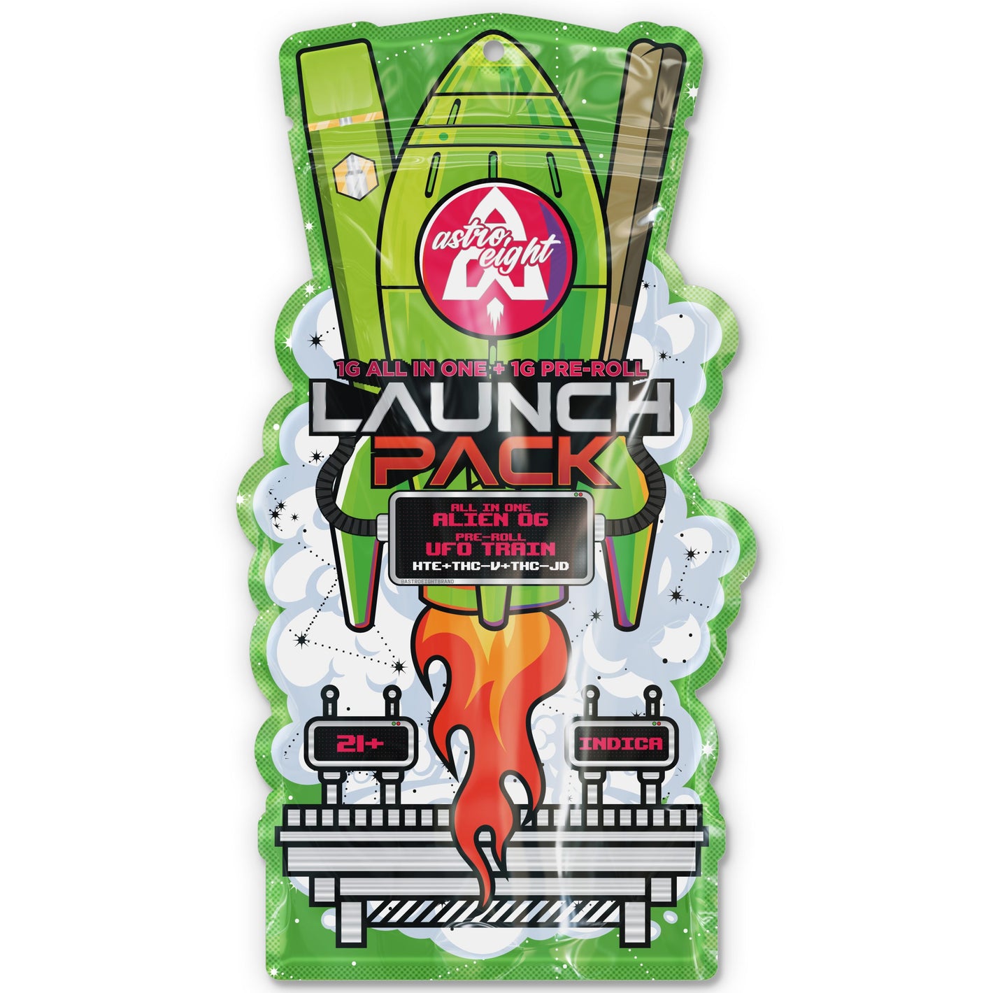ASTRO EIGHT LAUNCH PACK HTE-8THCV/JD 1GMDISPOSABLE+1GMPREROLL 10CT/PACK - ALIEN OG/UFO