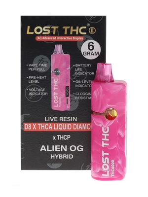 LOST THC LIVE RESIN D8/THCA/THCP 6GM DISPOSABLE - ALIEN OG