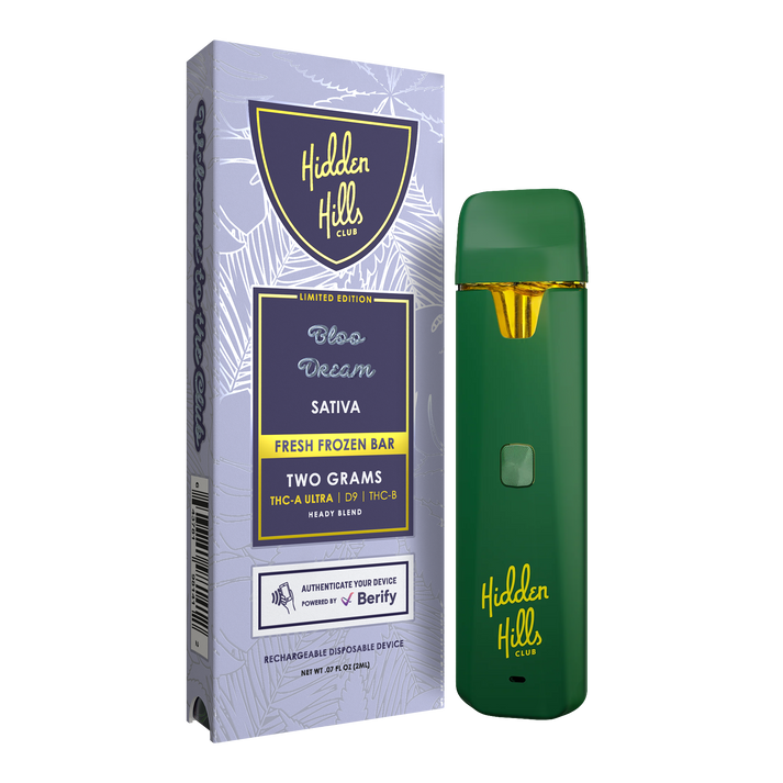 HIDDEN HILLS FRESH FROZEN BAR THCA ULTRA/B/D9 2GM DISPOSABLE - BLOO DREAM