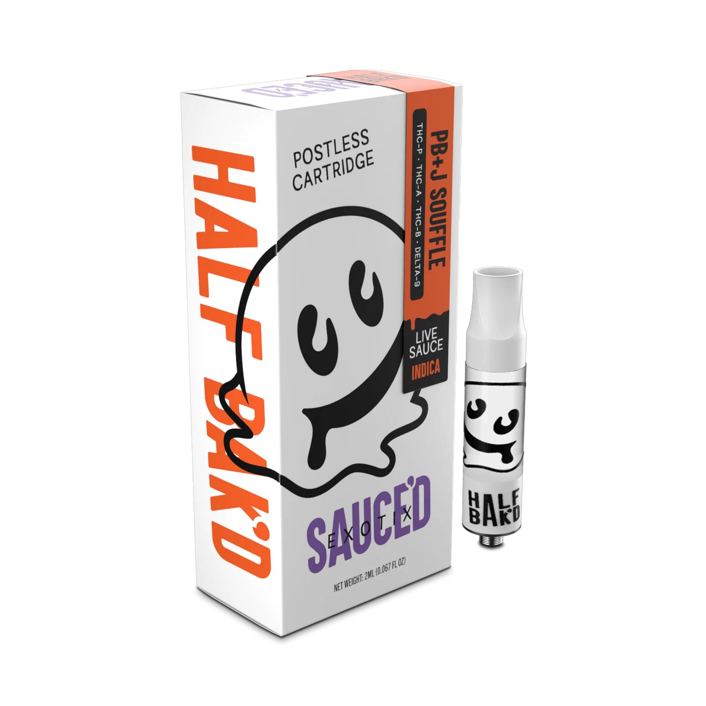 HALF BAK'D SAUCED EXOTIX THC-P/A/B/D9 2GM CARTRIDGE - PB+J SOUFFLE