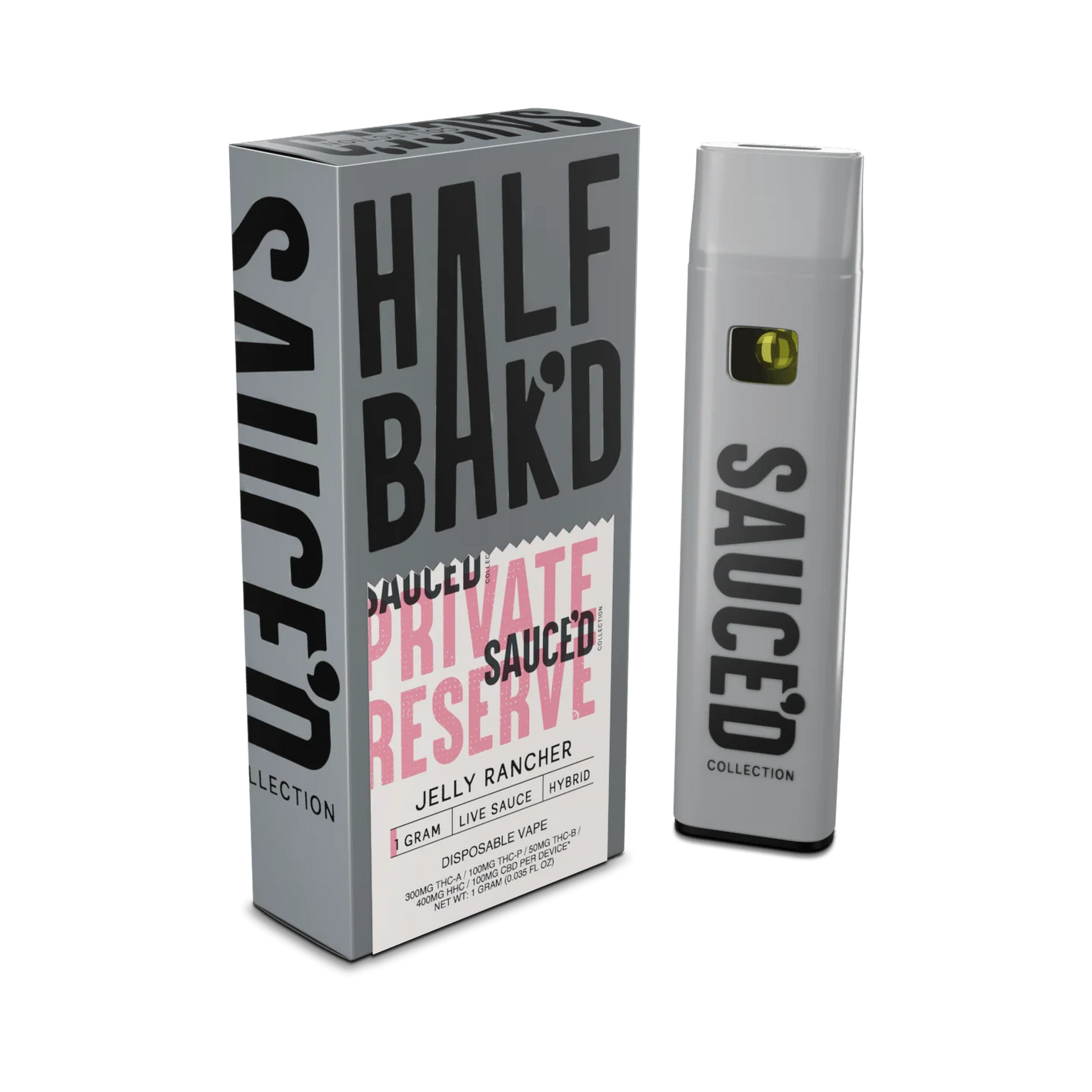 HALF BAK'D SAUCED PRIVATE RESERVE THCA/THCP/THCB 1GM DISPOSABLE - JELLY RANCHER