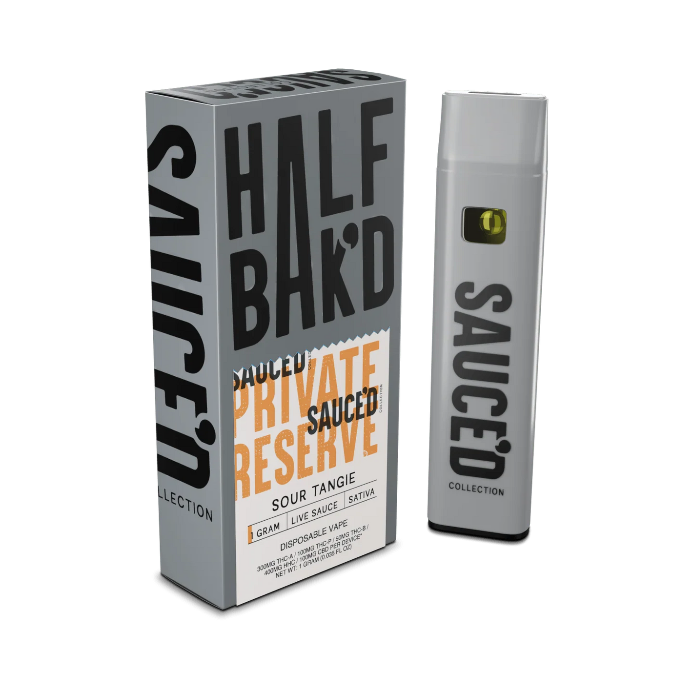 HALF BAK'D SAUCED PRIVATE RESERVE THCA/THCP/THCB 1GM DISPOSABLE - SOUR TANGIE