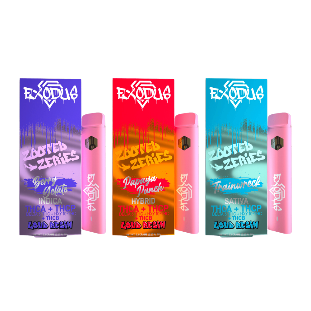 EXODUS ZOOTED ZERIES THCA+THCP+THCB LOUD RESIN 2.2G 6CT/BX DISPOSABLE -BAHAMA MAMA