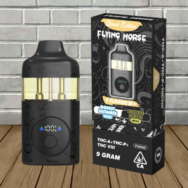 FLYING HORSE THC-A/P/VIII 3 FLAVORS IN 1 9GM DISPOSABLE - DONUT ULTIMATE/BLONDE SAUCE