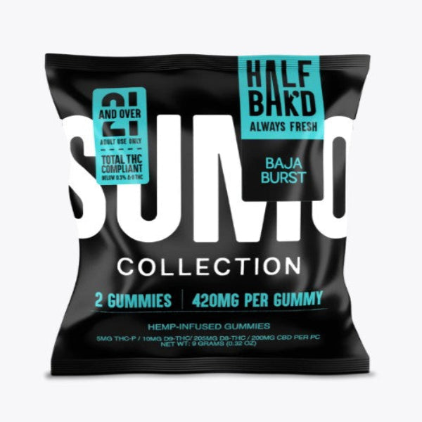Sumo Collection Baja Burst gummy packaging with black and white design