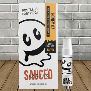HALF BAK'D SAUCED EXOTIX THC-P/A/B/D9 2GM CARTRIDGE - HONEY OZ