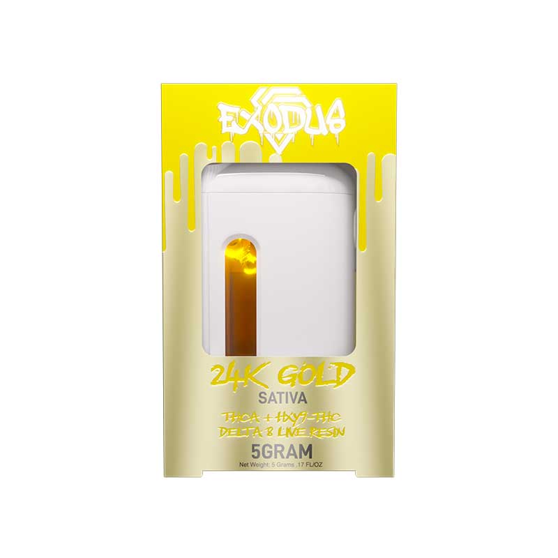 EXODUS THCA+HXY9+THC+D8LIVE RESIN 5GM DISPOSABLE 6CT/BX - 24K GOLD PUNCH