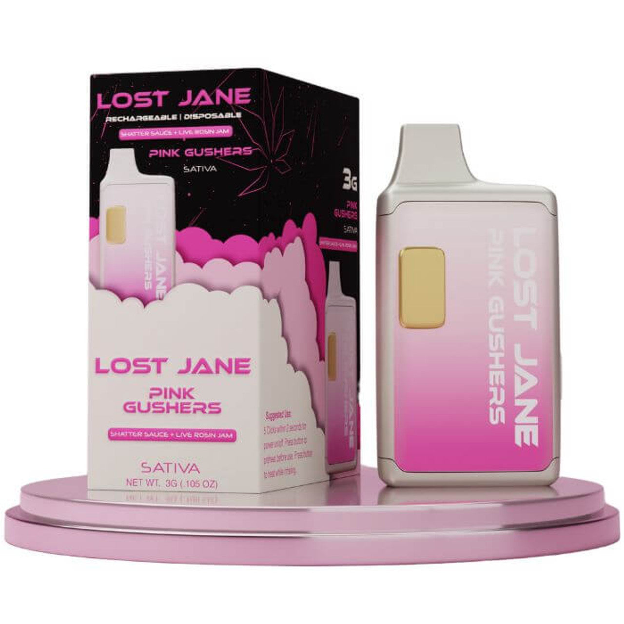 LOST JANE HATTER SAUCE/LIVE ROSIN 3GM DISPOSABLE - PINK GUSHERS