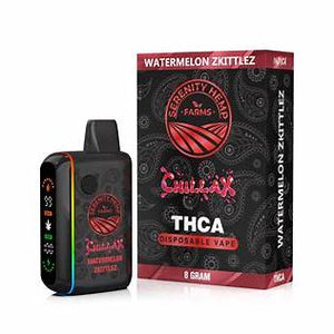 SERENITY HEMP FARMS CHILLAX THC-A 8GM DISPOSABLE VAPE - WATERMELON ZKITTLEZ