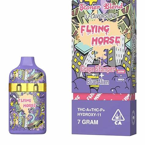 FLYING HORSE STONER BLEND THC9/P/HYD11 7GM DISPOSABLE - GRAPE STOMPER/BLUE ALIEN
