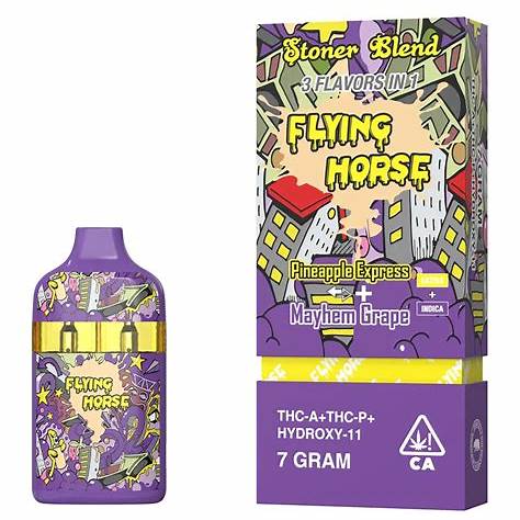 FLYING HORSE STONER BLEND THC9/P/HYD11 7GM DISPOSABLE - PINEAPPLE EXPRESS/MAYHEM GRAPE