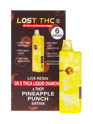 LOST THC LIVE RESIN D8/THCA/THCP 6GM DISPOSABLE - PINEAPPLE PUNCH