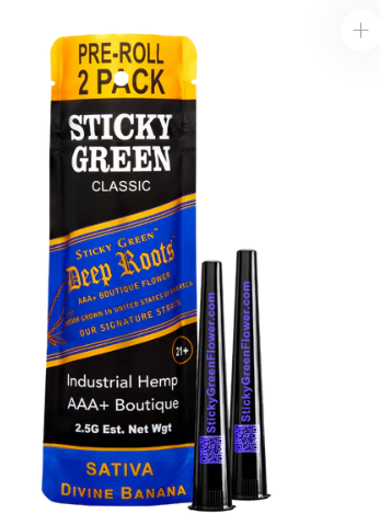 STICKY GREEN DEEP ROOTS PRE-ROLL 2CT/PK 10PK/BOX