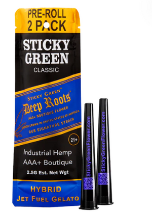 STICKY GREEN DEEP ROOTS PRE-ROLL 2CT/PK 10PK/BOX