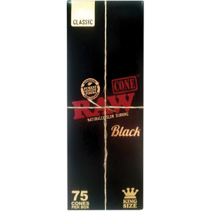 RAW CLASSIC BLACK CONES KING SIZE 75CT /BOX