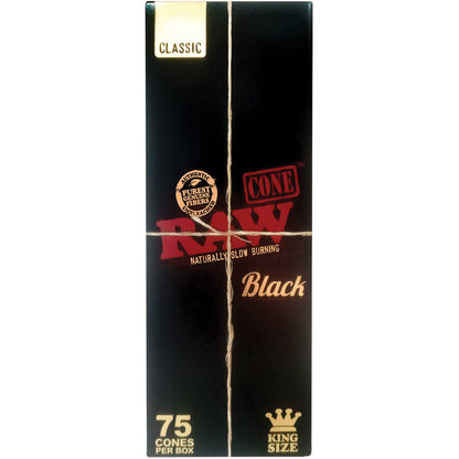 RAW CLASSIC BLACK CONES KING SIZE 75CT /BOX