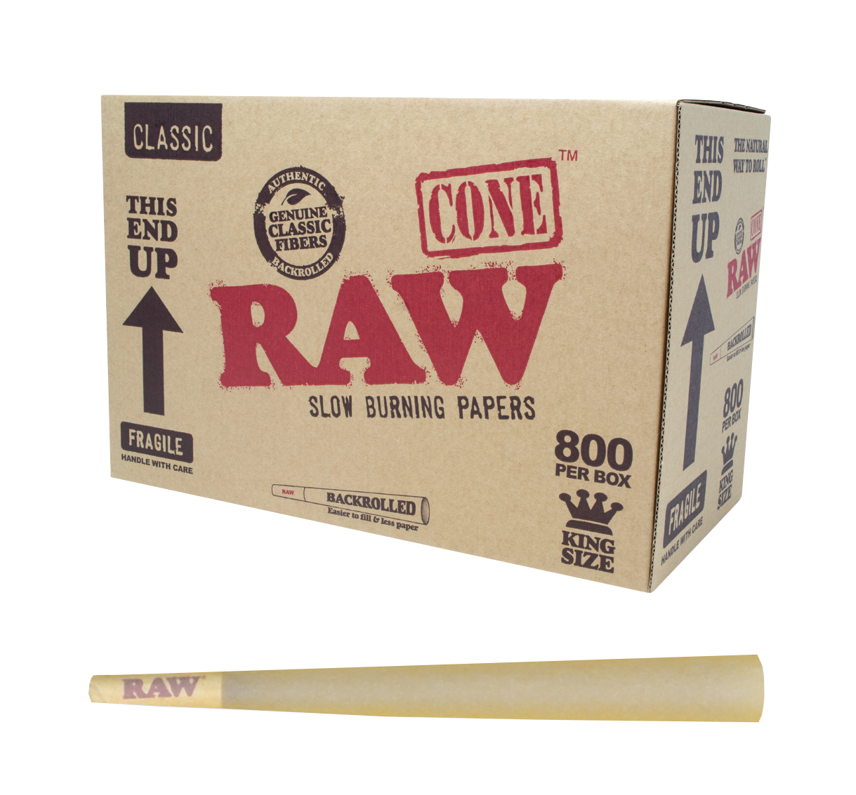 RAW CLASSIC KING SIZE PRE-ROLLED CONES 20PK 12CT/BOX