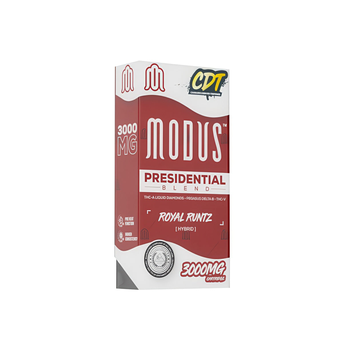 MODUS PRESIDENTIAL BLEND CDT THC-A LIQUID DIAMONDS+PEGAUS D8+THC-V 3GM CART 5CT/BX - ROYAL RUNTZ
