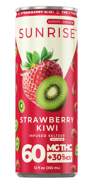 SUNRISE INFUSED SELTZER 60MG THCA + 30MG THCV CAN - STRAWBERRY KIWI
