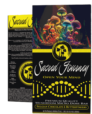 SACRED JOURNEY MUSHROOM CHOCOLATE DOSE BAR - BELGIAN CHOCOLATE&BUTTERFINGERS