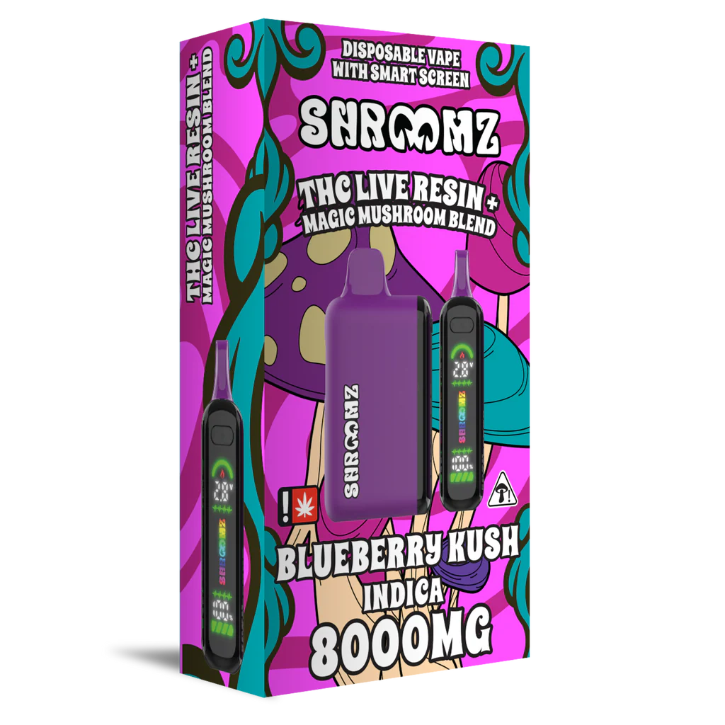 SHROOMZ THC LIVE RESIN+MAGIC MUSHROOM 8GM DISPOSABLE -BLUEBERRY KUSH