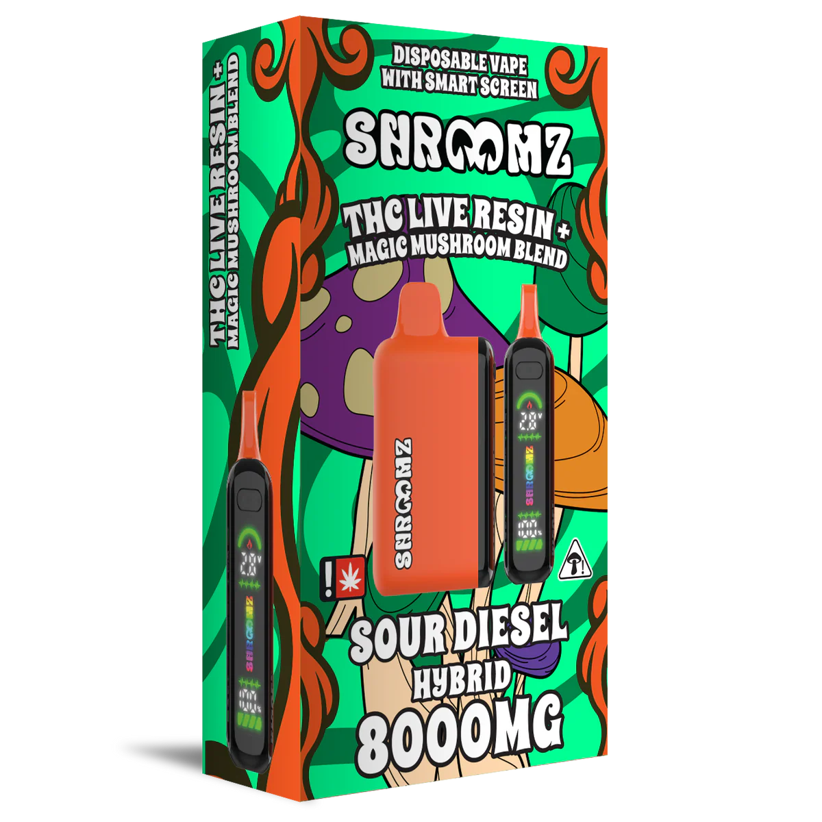 SHROOMZ THC LIVE RESIN+MAGIC MUSHROOM 8GM DISPOSABLE -SOUR DIESEL